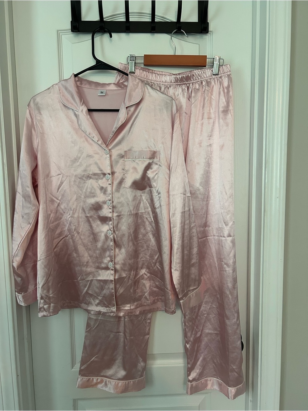 Silky Long Sleeve Pink Satin Pajama Set - Women's Sleepwear
